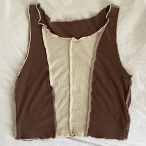 brown and white womens top